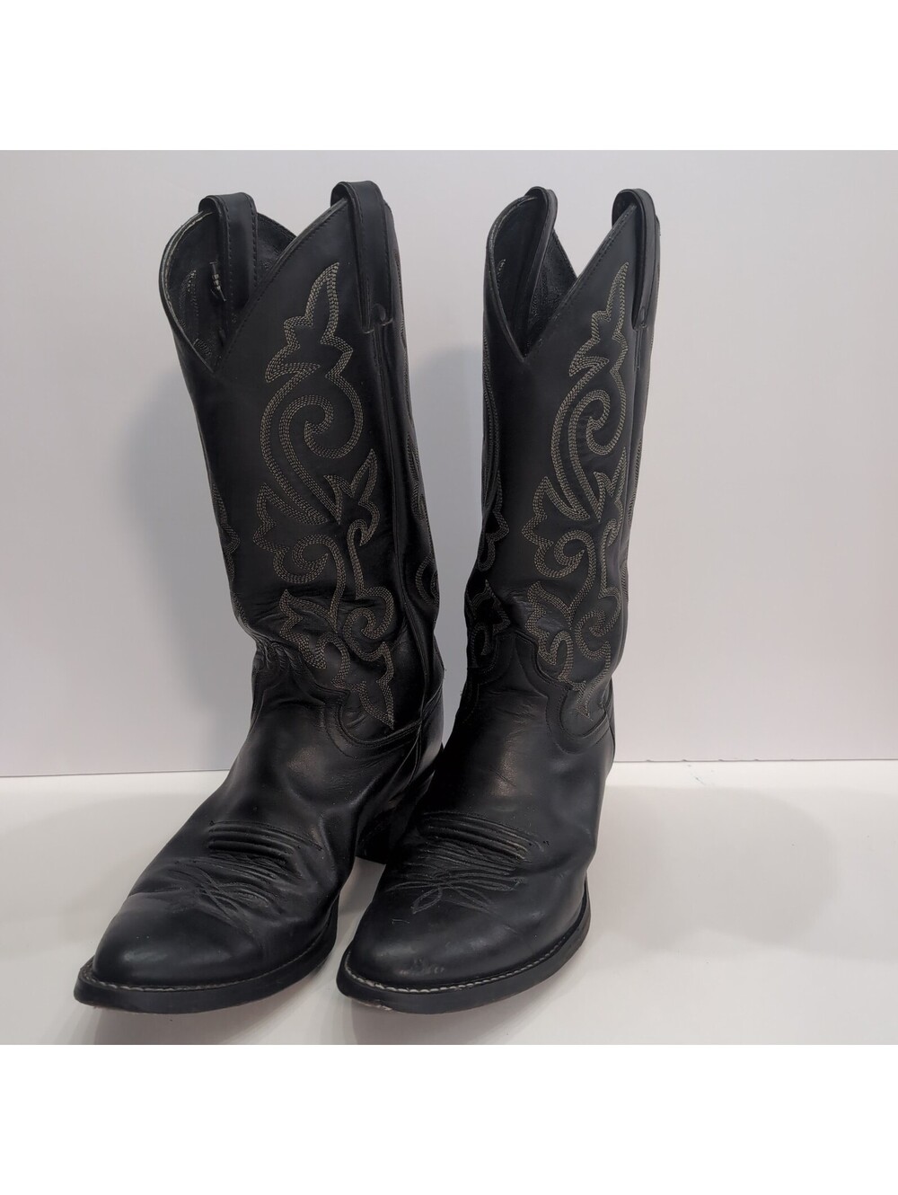 Justin Boots 1409 London Calf Black Pull-On Stitched Cowboy Boots Mens 8 1/2 E